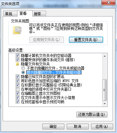 win7系統(tǒng)顯示隱藏文件的辦法