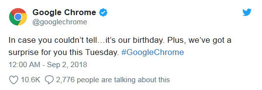 Google Chrome將迎來(lái)10周年紀(jì)念日，明日將放送驚喜