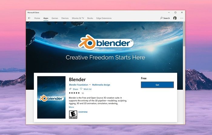 Windows 10應(yīng)用商店已經(jīng)上架開源3D軟件Blender